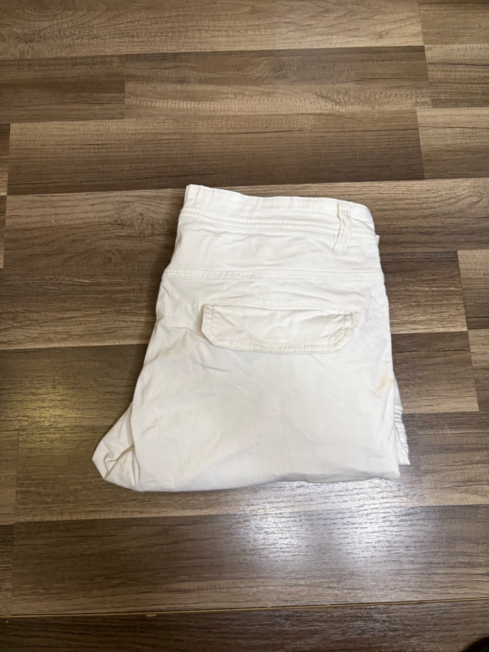 Urban Jogger White Cotton Canvas Cargo Men's Tapered Flat Front Casual Pants 34